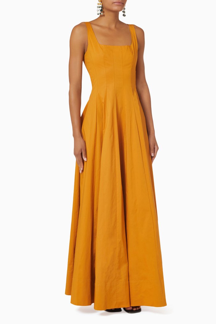 

Wells Maxi Dress in Cotton Poplin, Yellow