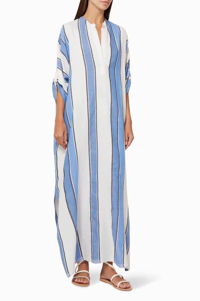

Caftan with Nero Collar in Cotton, Blue