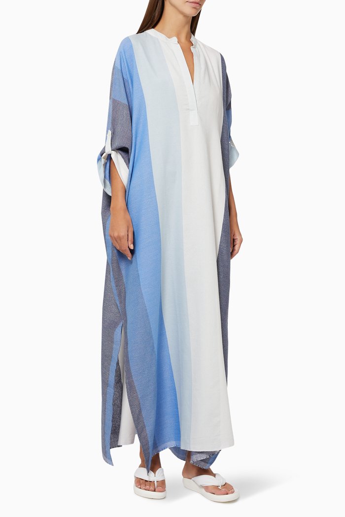 

Caftan with Nero Collar in Cotton, Blue