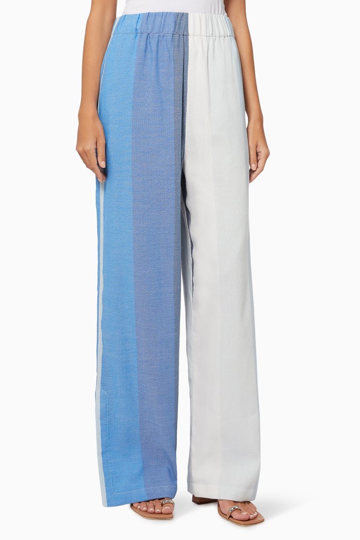 

Striped Palazzo Pants in Cotton, Blue