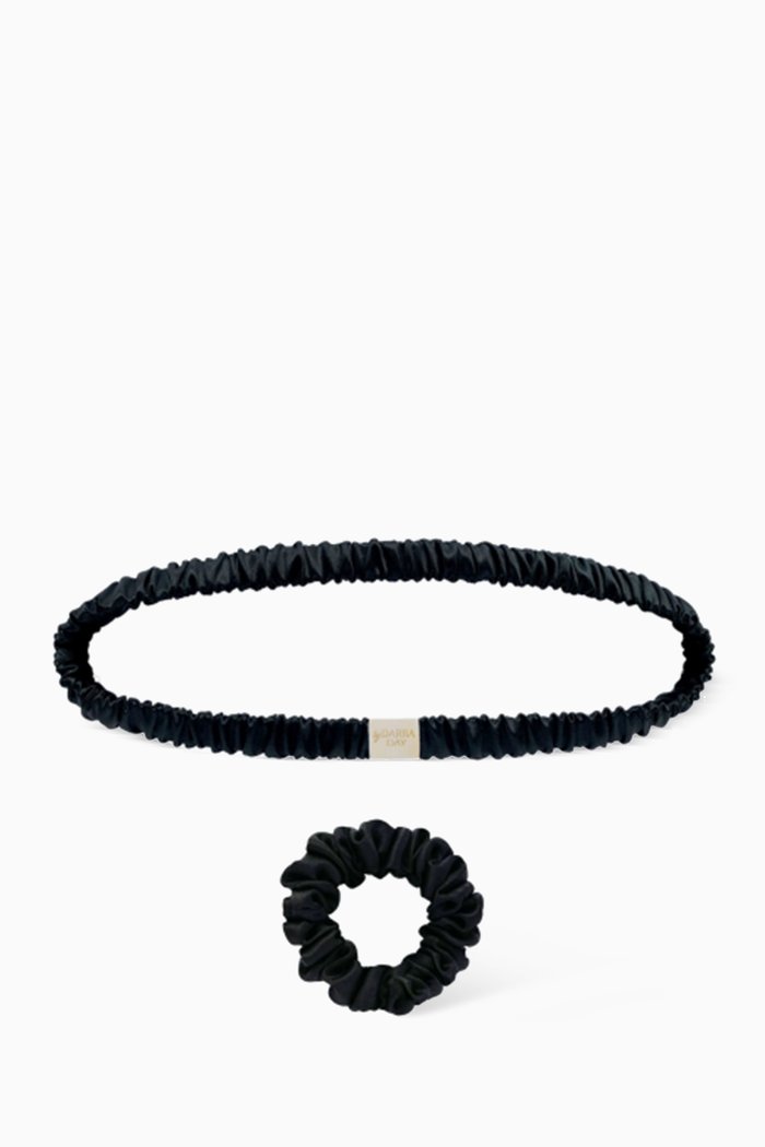 Medium Mulberry Silk Headband & Scrunchie Set, Colourless