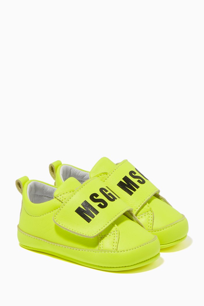 

Logo Velcro Sneakers in Leather, Yellow