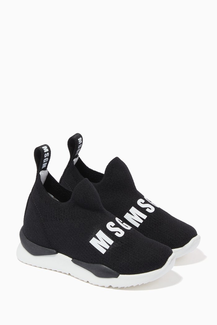 Logo Sock Sneakers, Black