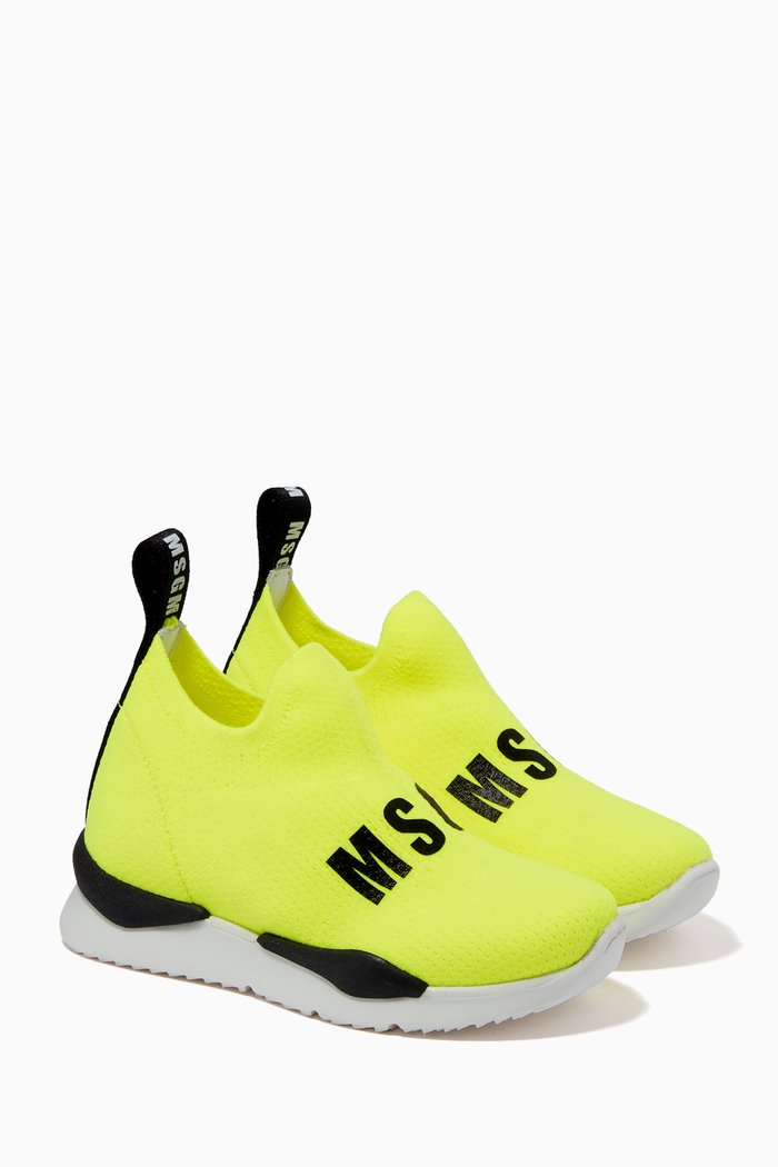 Logo Sock Sneakers, Yellow