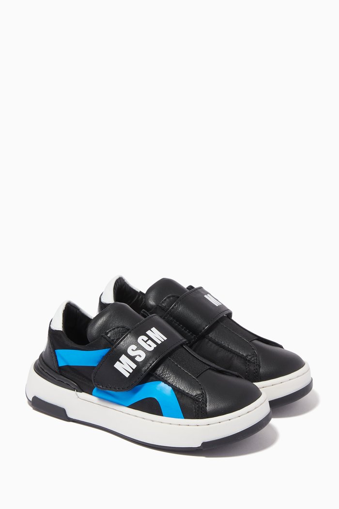 

Logo Velcro Sneakers in Leather, Black
