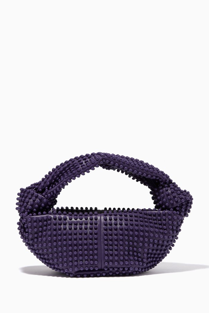 

Double Knot Bag in Studded Leather, Purple