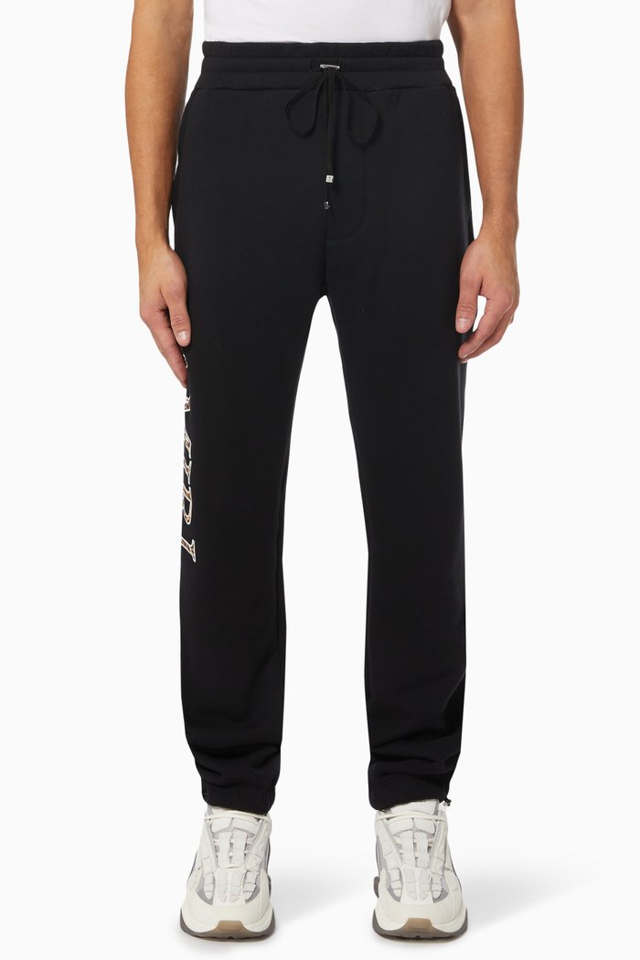 

Leopard Logo Sweatpants in Cotton Terry, Black