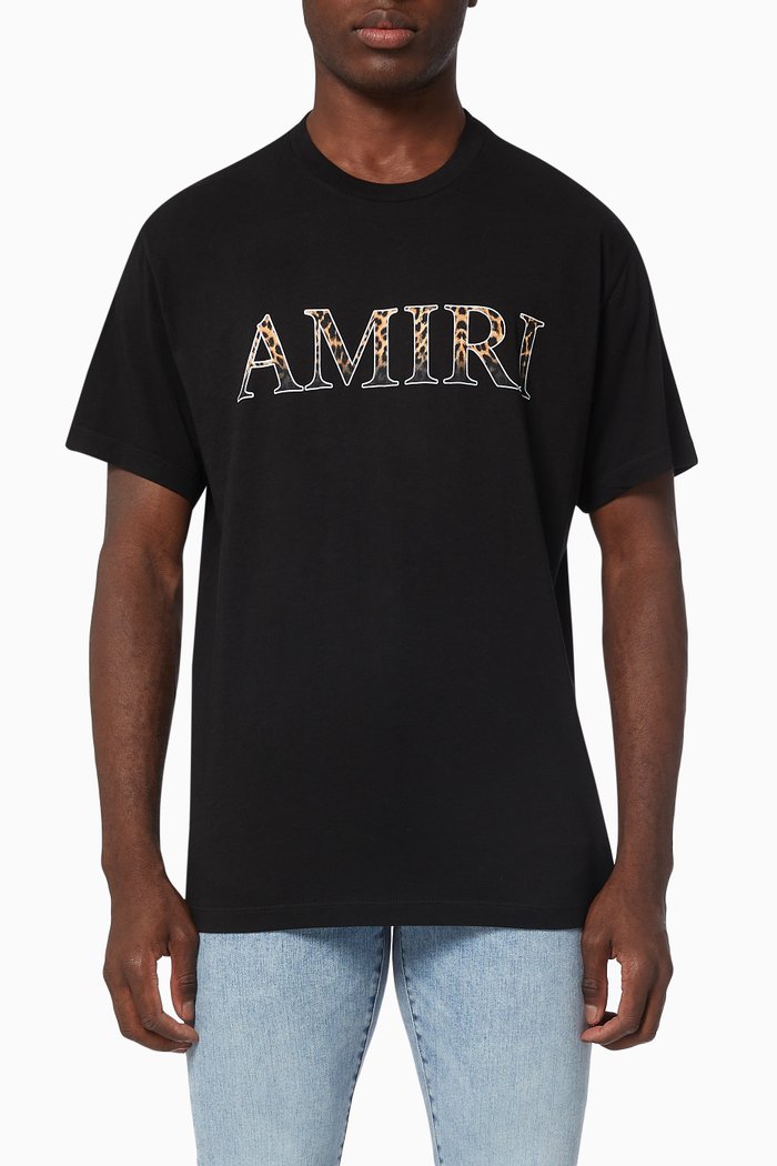 

Leopard Logo T-shirt in Cotton Jersey, Black