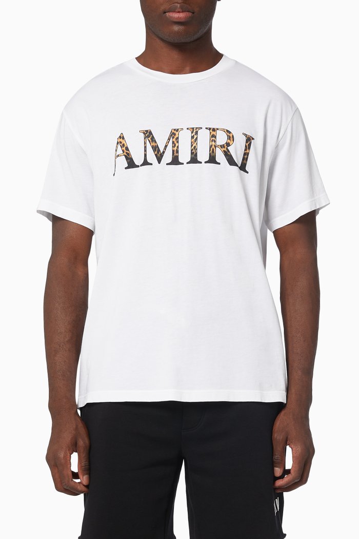 

Leopard Logo T-shirt in Cotton Jersey, White