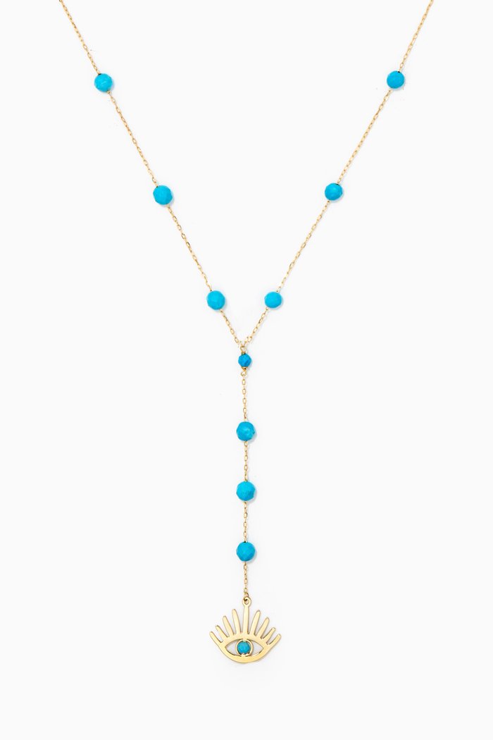 

Eye Y Necklace with Turquoise in 18kt Yellow Gold