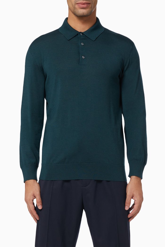 

Cashseta Light Polo in Cashmere & Silk, Green