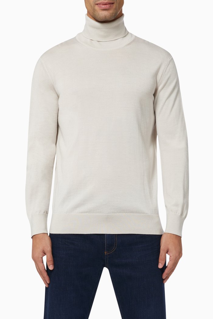 

Cashseta Light Turtleneck in Cashmere & Silk, White
