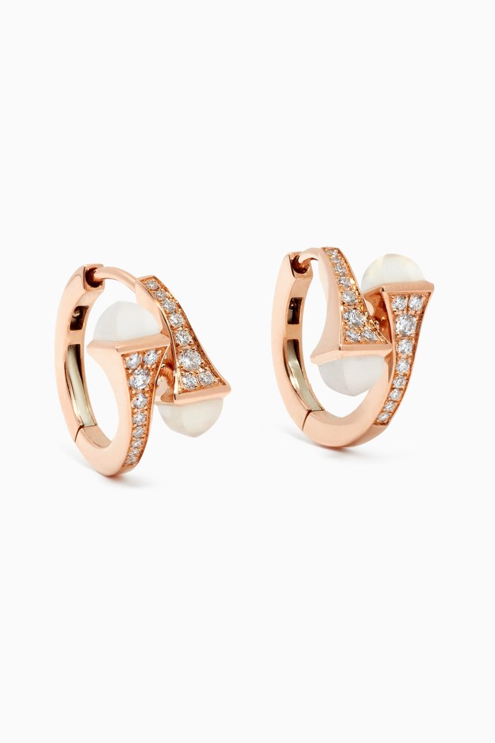 

Cleo Diamond & Moonstone Huggie Earrings in 18kt Rose Gold