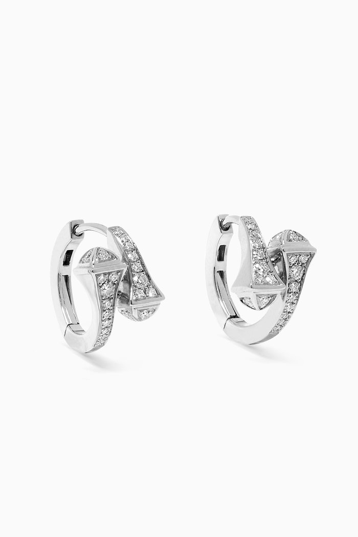

Cleo Full Diamond Huggie Earrings in 18kt White Gold, Silver