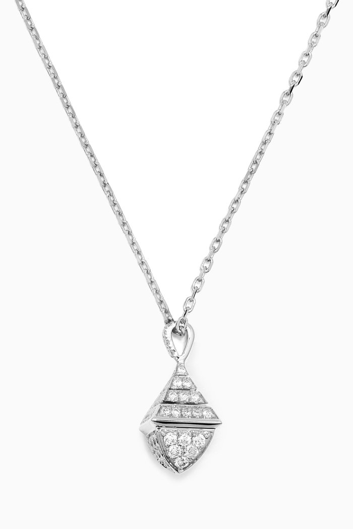 

Cleo Mini Rev Diamond Pendant Necklace in 18kt White Gold, Silver