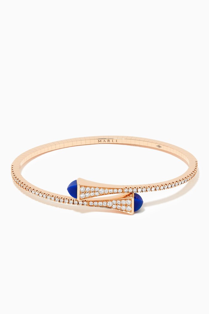 

Cleo Diamond & Lapis Lazuli Slip-on Bracelet in 18kt Rose Gold