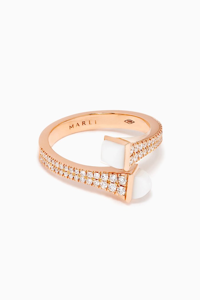 

Cleo Diamond & White Agate Ring in 18kt Rose Gold