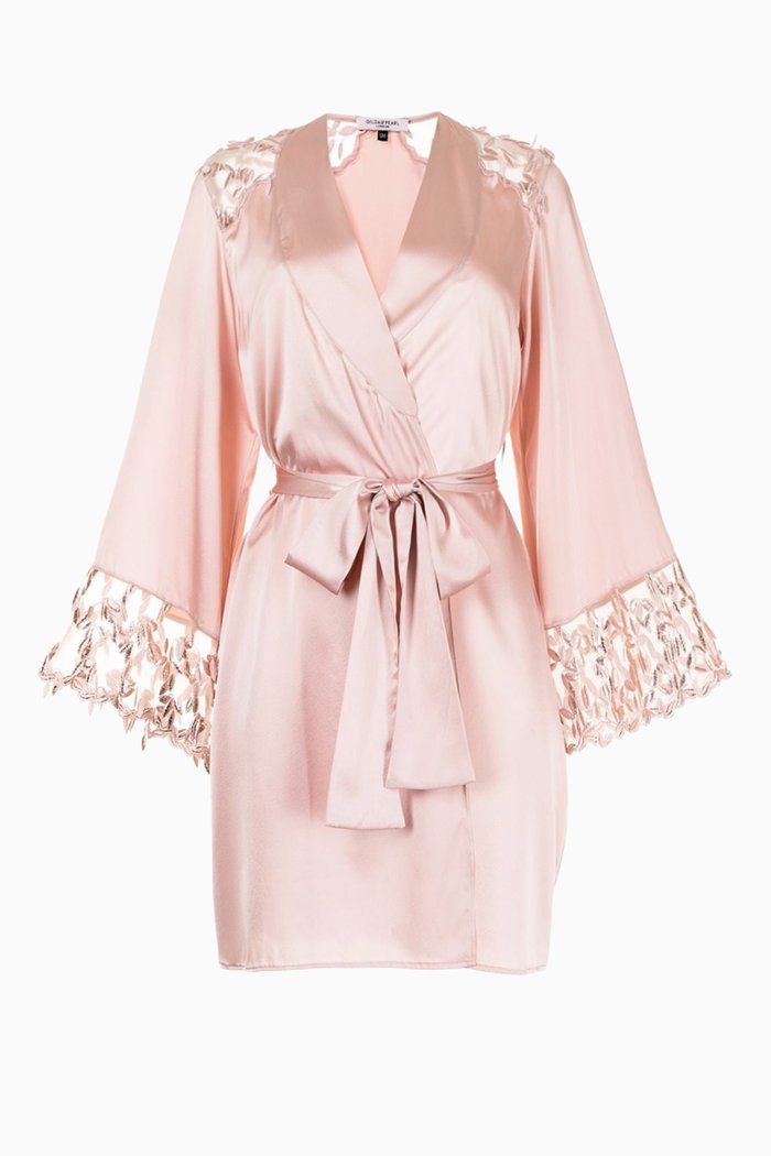 

Tallulah Short Robe in Silk, Pink