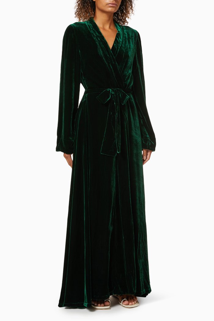 

Saratoga Long Robe in Velvet, Green