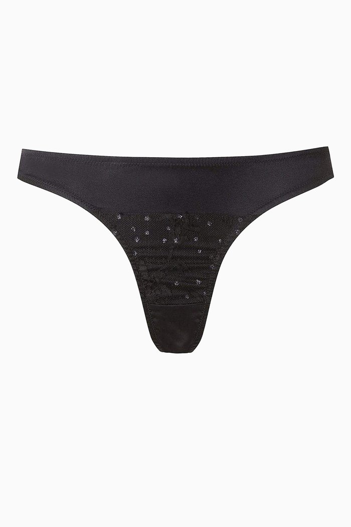 

Hello Glamour Thong in Silk Satin, Black