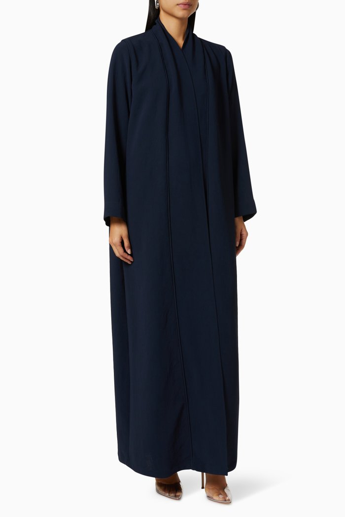 

Long Sleeve Abaya with Piping, Blue