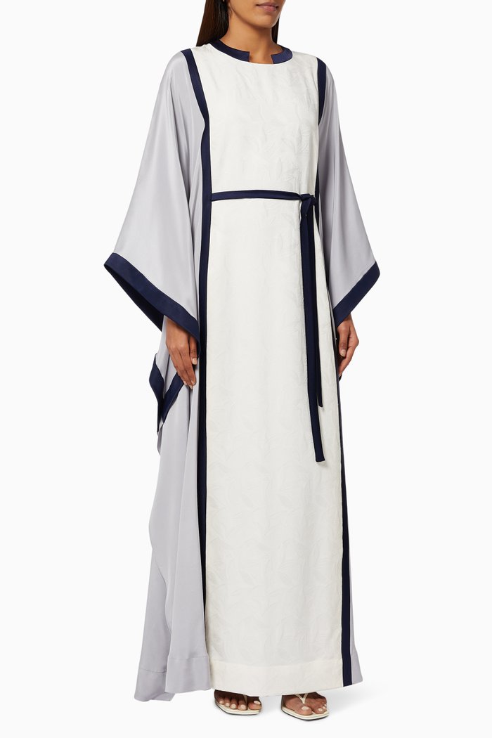 

Colour Block Kaftan in Silk, Grey