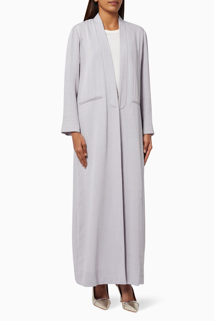 

Structured Abaya in Japanese Crepe, Grey