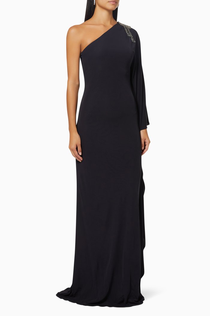 

Rhinestone Bow Gown in Jersey, Blue
