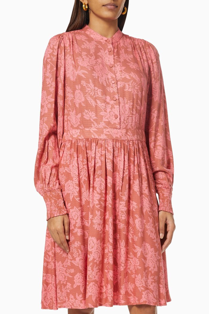 

Yasbea Floral Dress in Viscose, Burgundy