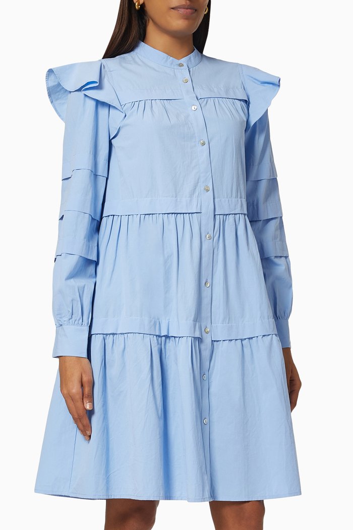 

Yasvioli Shirt Dress in Organic Cotton, Blue