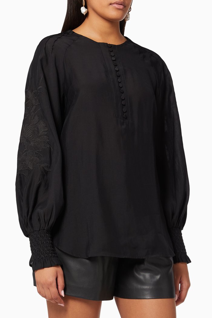 Yashanna Top in Lyocell, Black