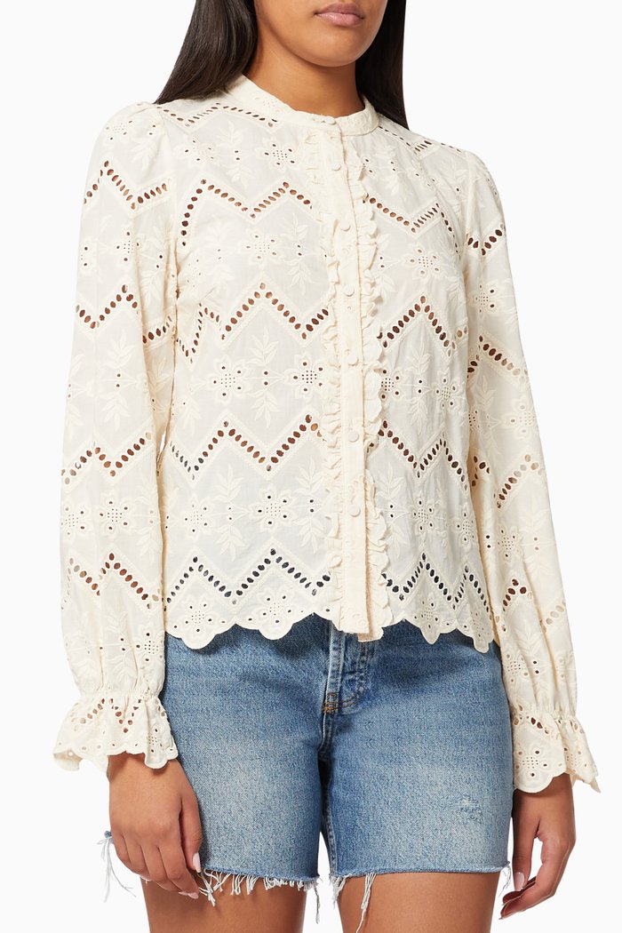 

Yaspetrina Top in Embroidered Organic Cotton, Neutral