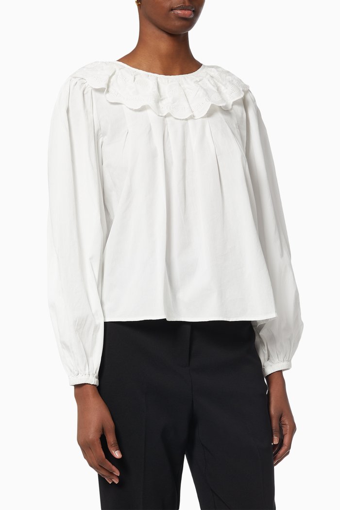 

Yasolira Long Sleeved Top in Organic Cotton, White