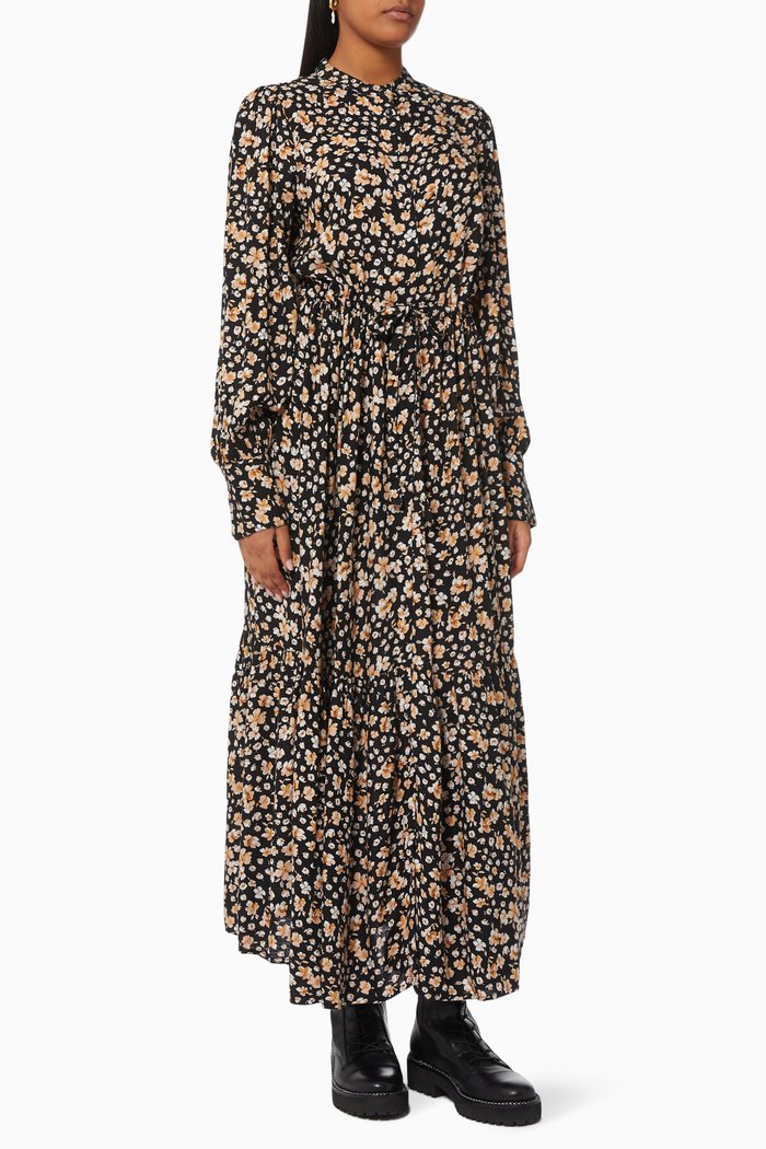 

Yasemalla Maxi Shirt Dress in Viscose, Black