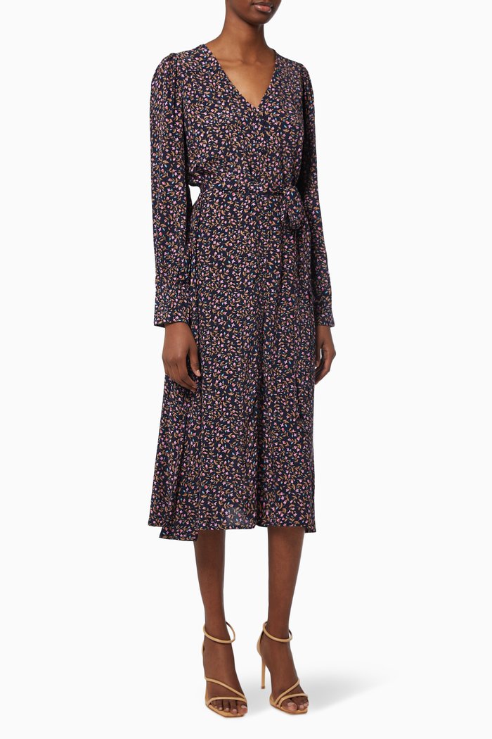 

Yasselmia Floral Midi Dress in Chiffon, Blue