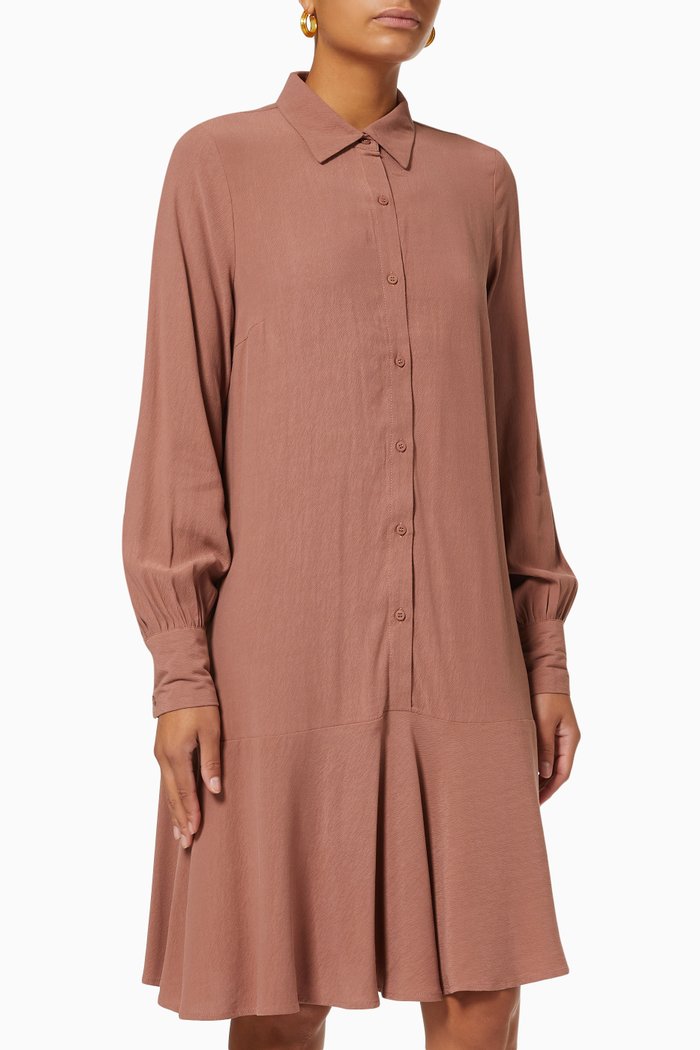 

Yasjayda Shirt Dress in Tencel, Brown