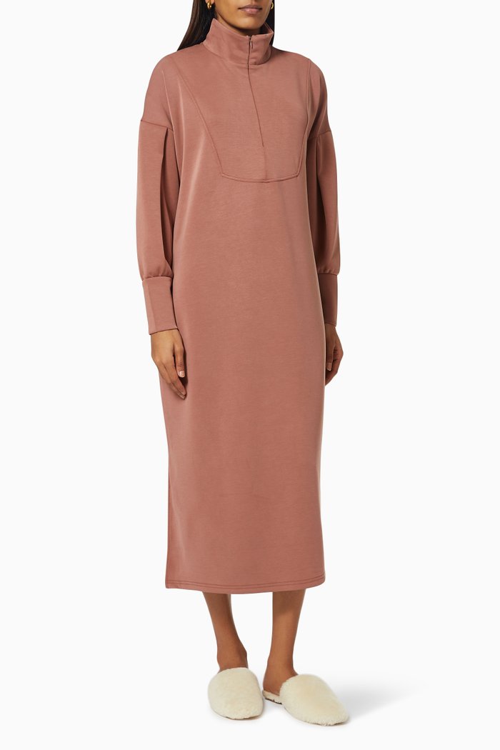 

Yascomo Zip Sweatshirt Dress, Brown