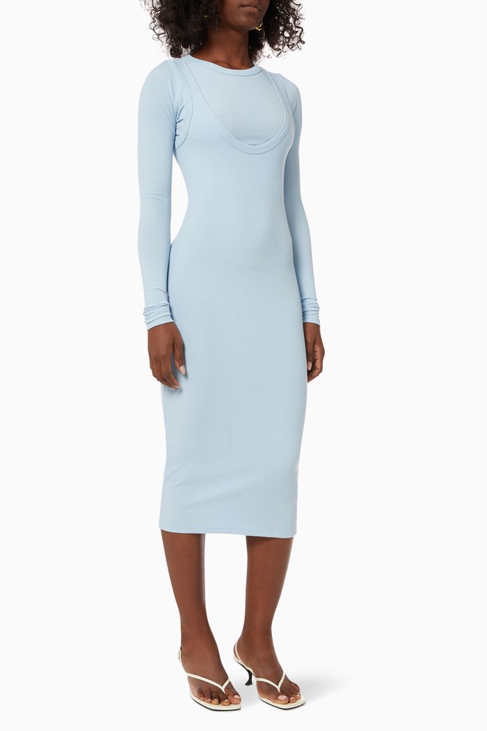 Abdiel Dress in Rib-knit, Blue