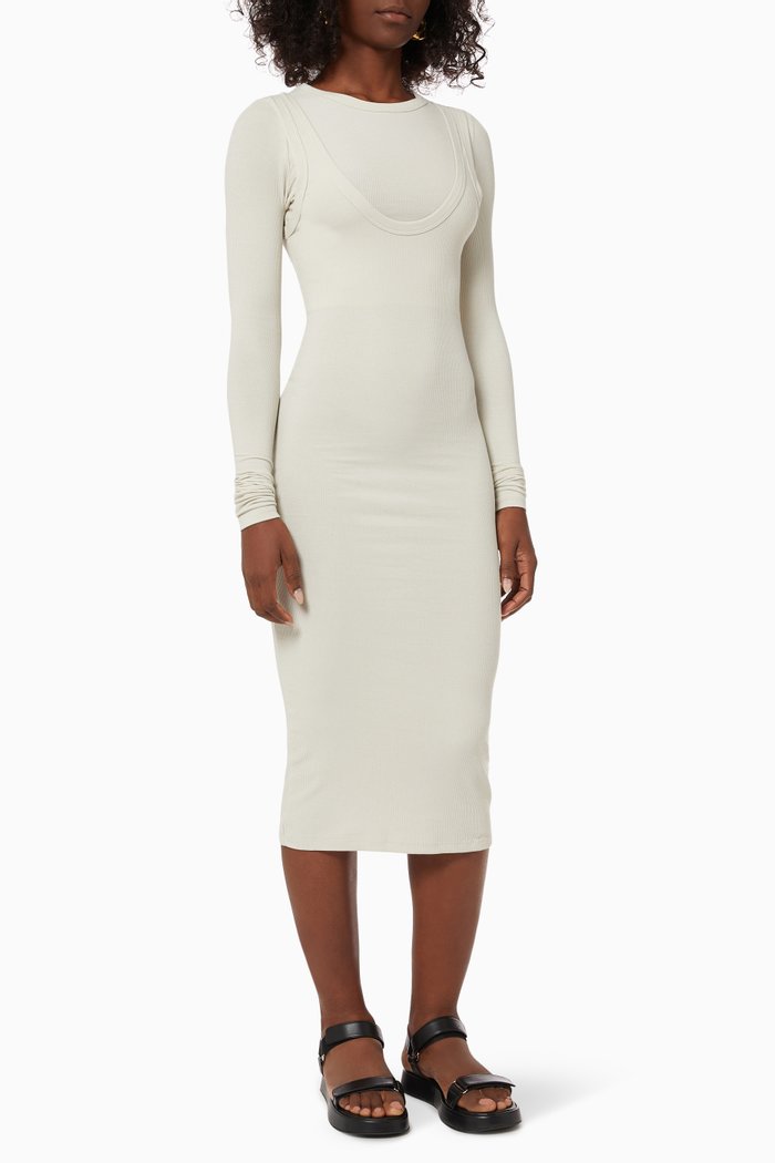 

Abdiel Dress in Rib-knit, White