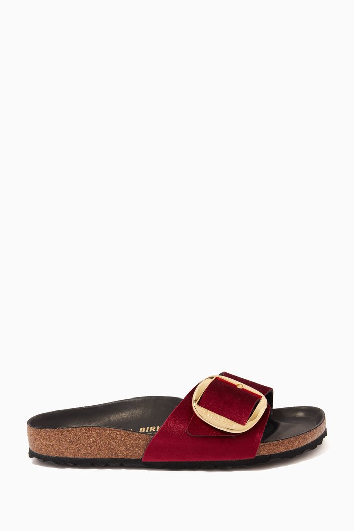 

Madrid Big Buckle Sandals in Velvet, Burgundy