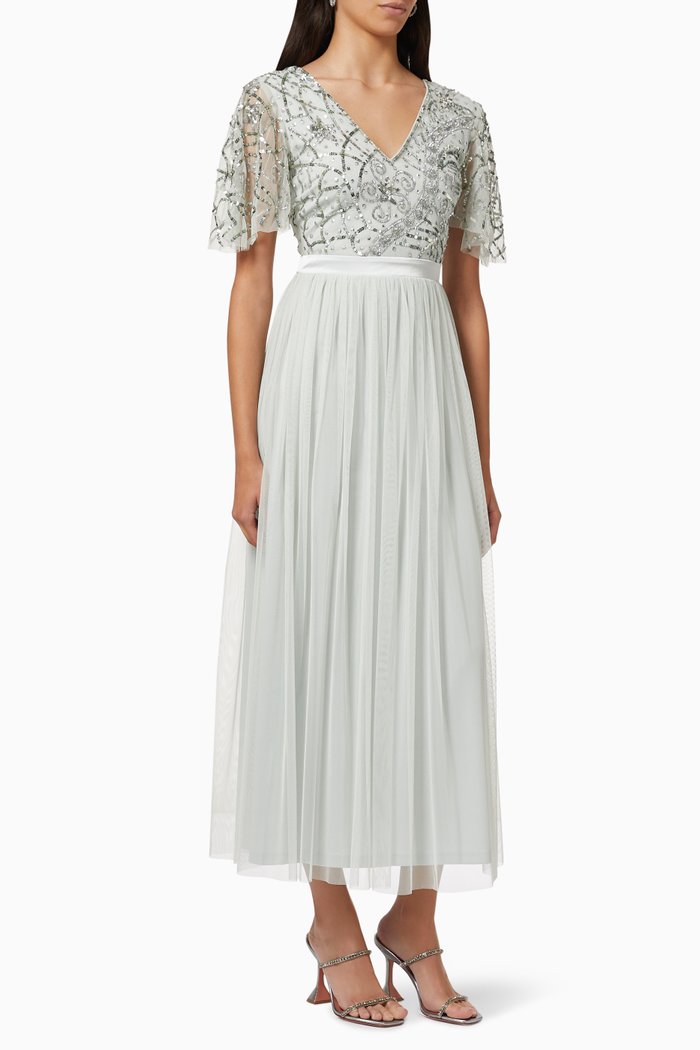 

Oceanic Embellished Dress, Blue