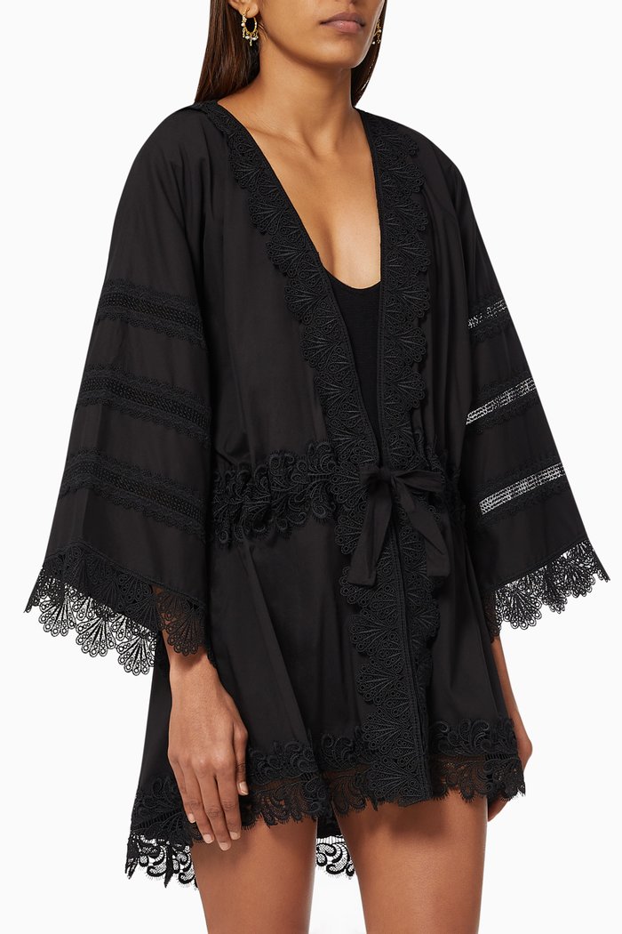 

El Rincon Kimono in Cotton, Black