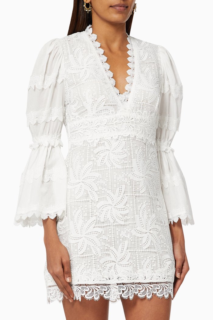 

Solara Dress in Embroidered Lace, White
