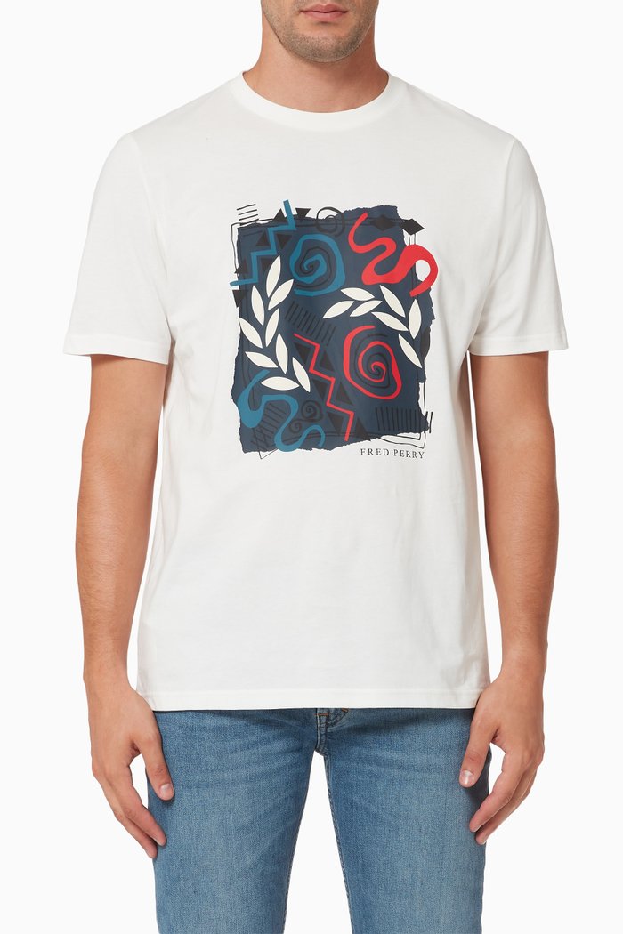 

Mosaic Print T-Shirt in Cotton Jersey, White