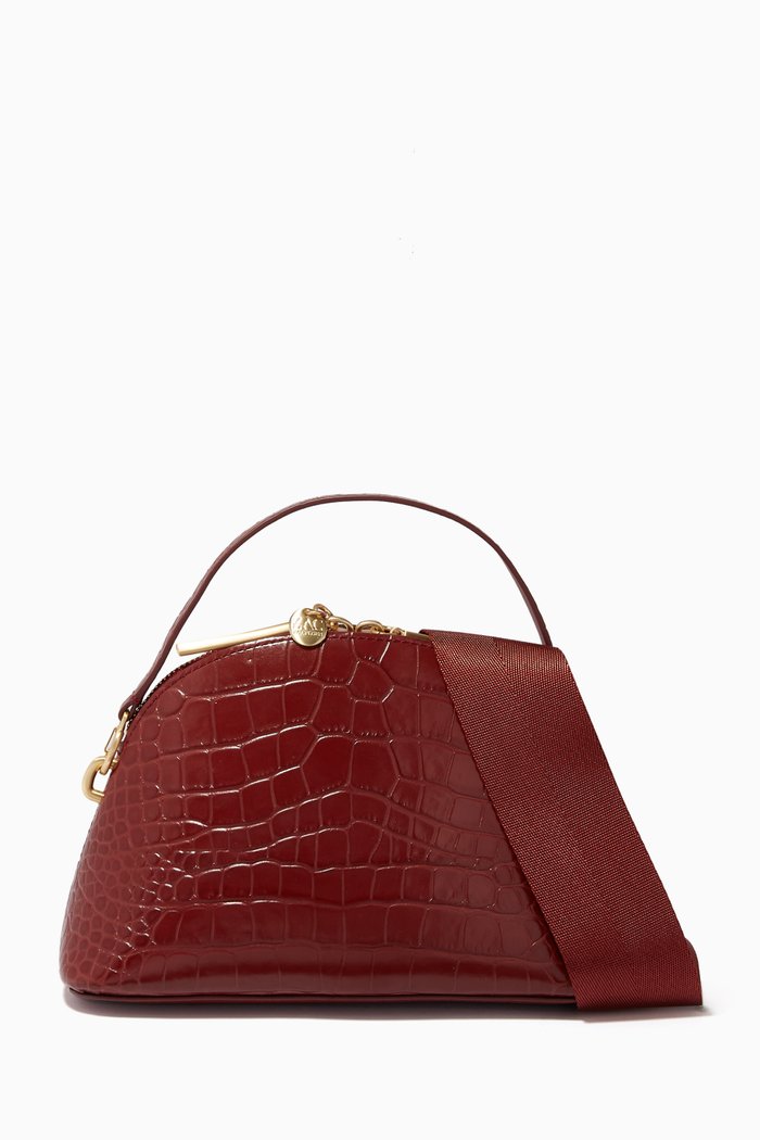 

Belay Wristlet Crossbody Bag in Croc-embossed Leather, Red