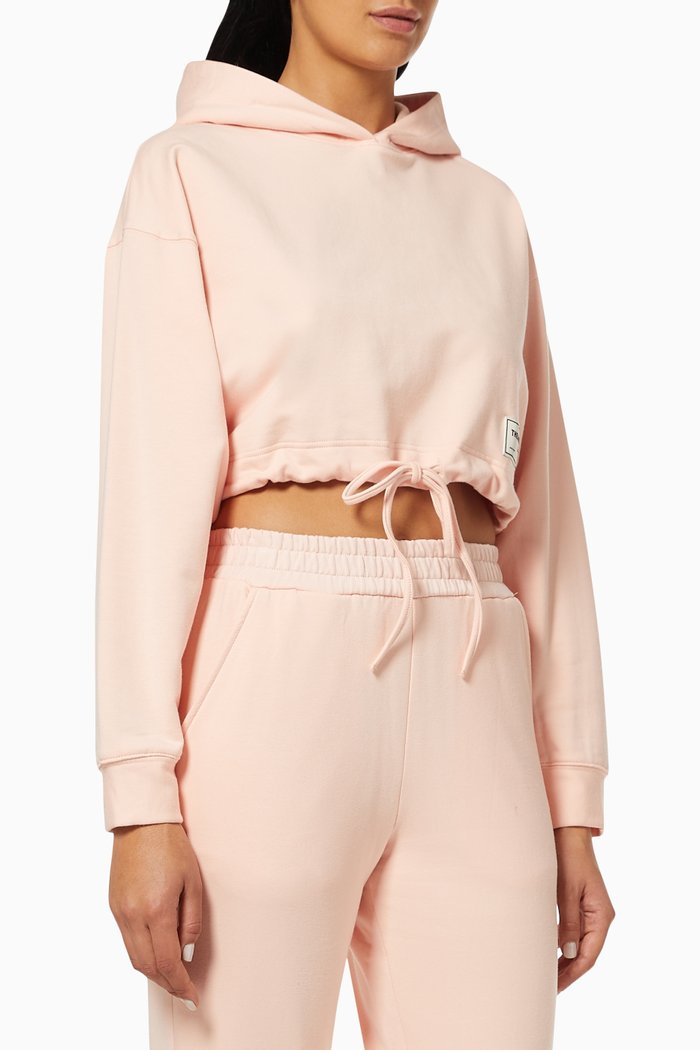 

Organic Bamboo Cotton Crop Drawstring Hoodie, Pink