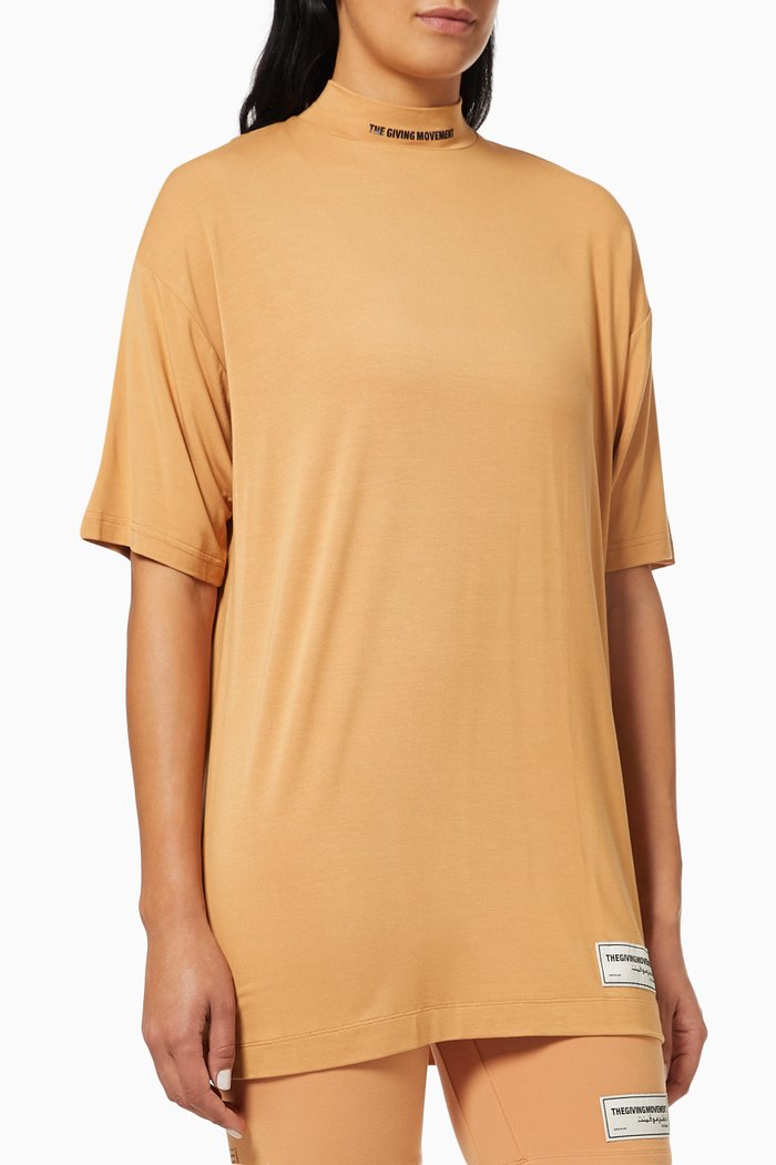 

Lightweight Organic Bamboo Oversized High Neck T-shirt, Neutral
