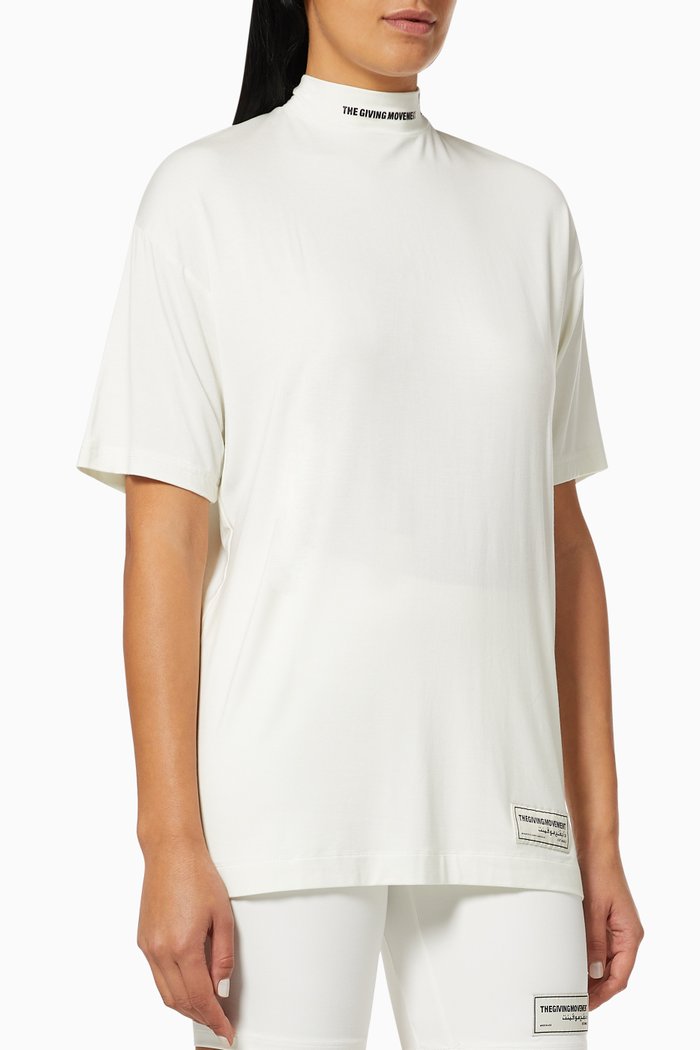 

Lightweight Organic Bamboo Oversized High Neck T-shirt, White