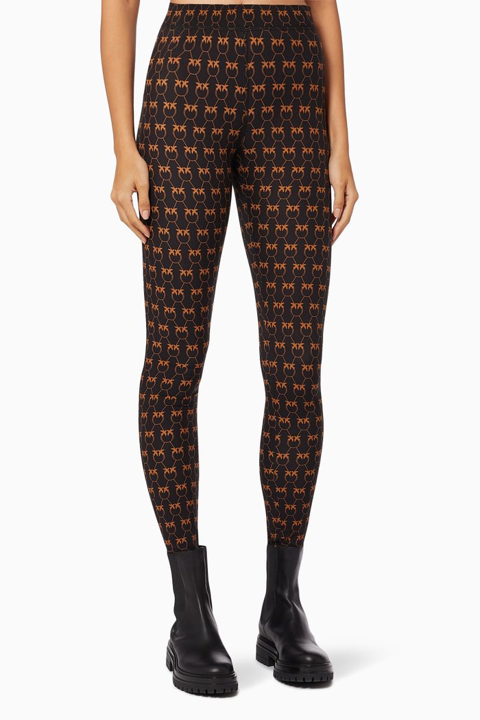 

Monogram Leggings in Stretch Georgette, Black
