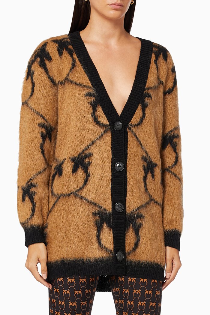 

Monogram Cardigan in Mohair & Alpaca Wool Blend Jacquard, Neutral